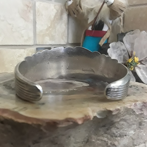 π«SOLDπ«Vtg Sterling Zuni inlay Cuff - Picture 4 of 8